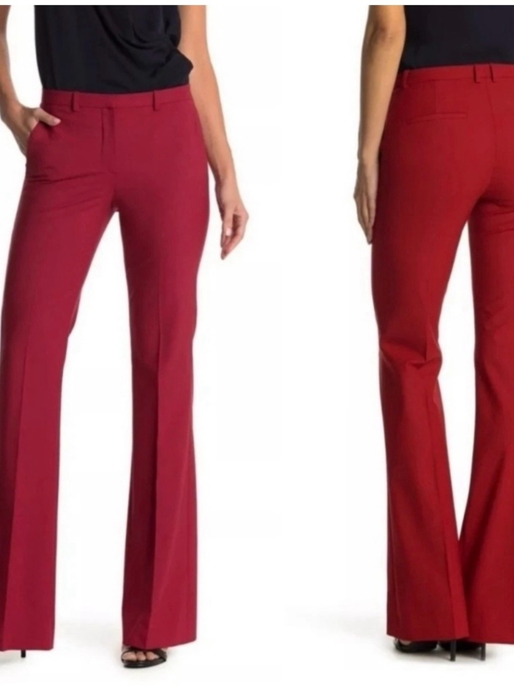 Theory Crimson Smart Wool Stretch Flare Pants
